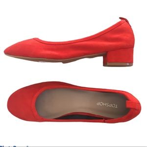 TopShop Red Suede Kitten Heels